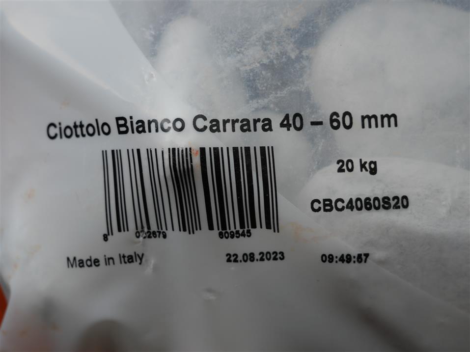 TRÄDGÅRDSSTENAR 5 förpackningar á 20 kg Ciottolo Bianco Carrara 40